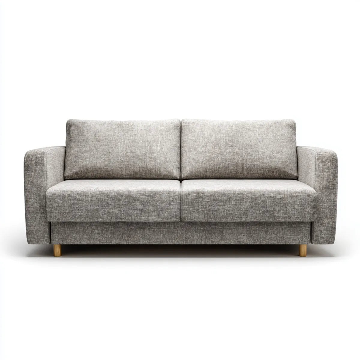 Sofa, Szara sofa z litymi nogami z drewna w poliestrze 160 x 85 x 82 cm