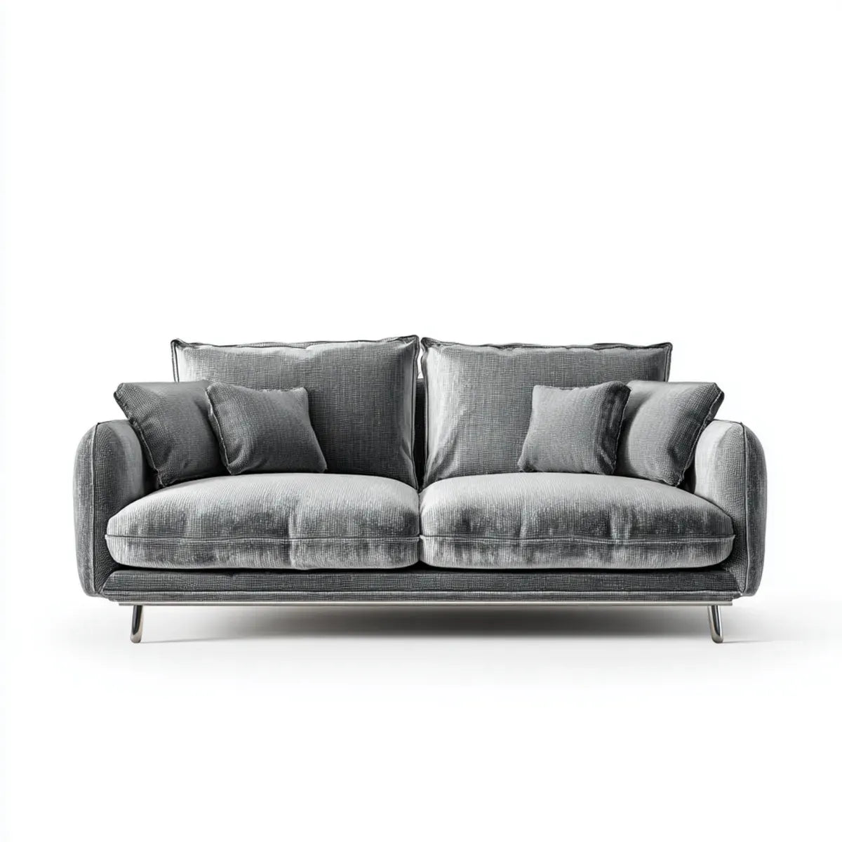 Sofa, 3 fotela szara antracyt w prostokątnym poliestrowym aksamicie 220 x 92 x 85 cm