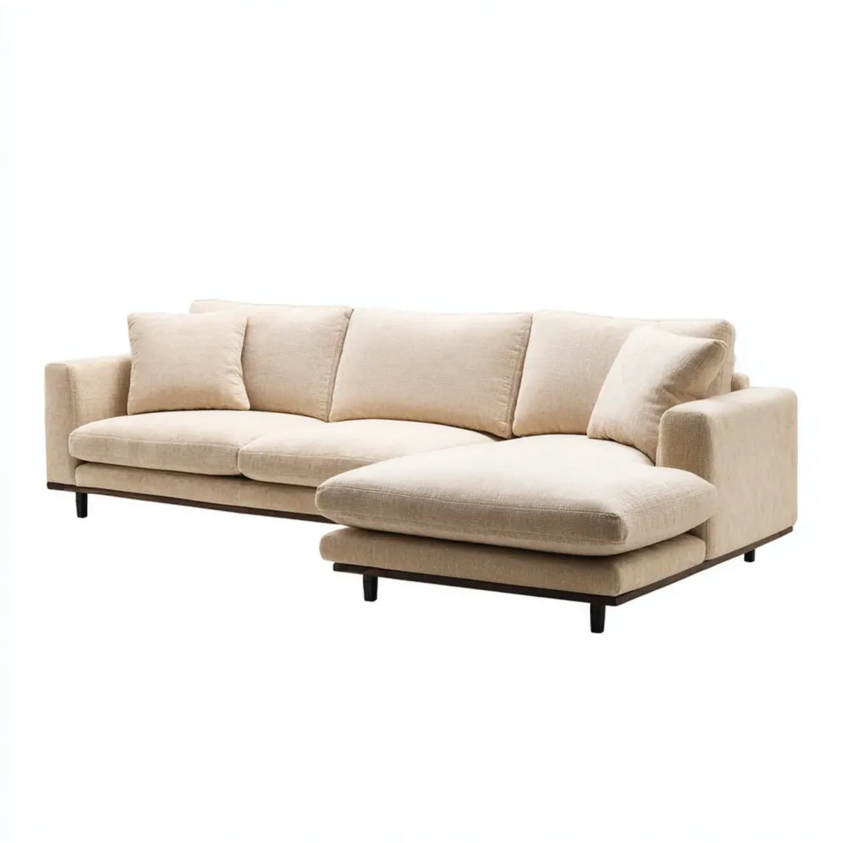 Sofa, 4 fotela poliestrowa beżowa narożna sofa 280 x 160 x 85 cm