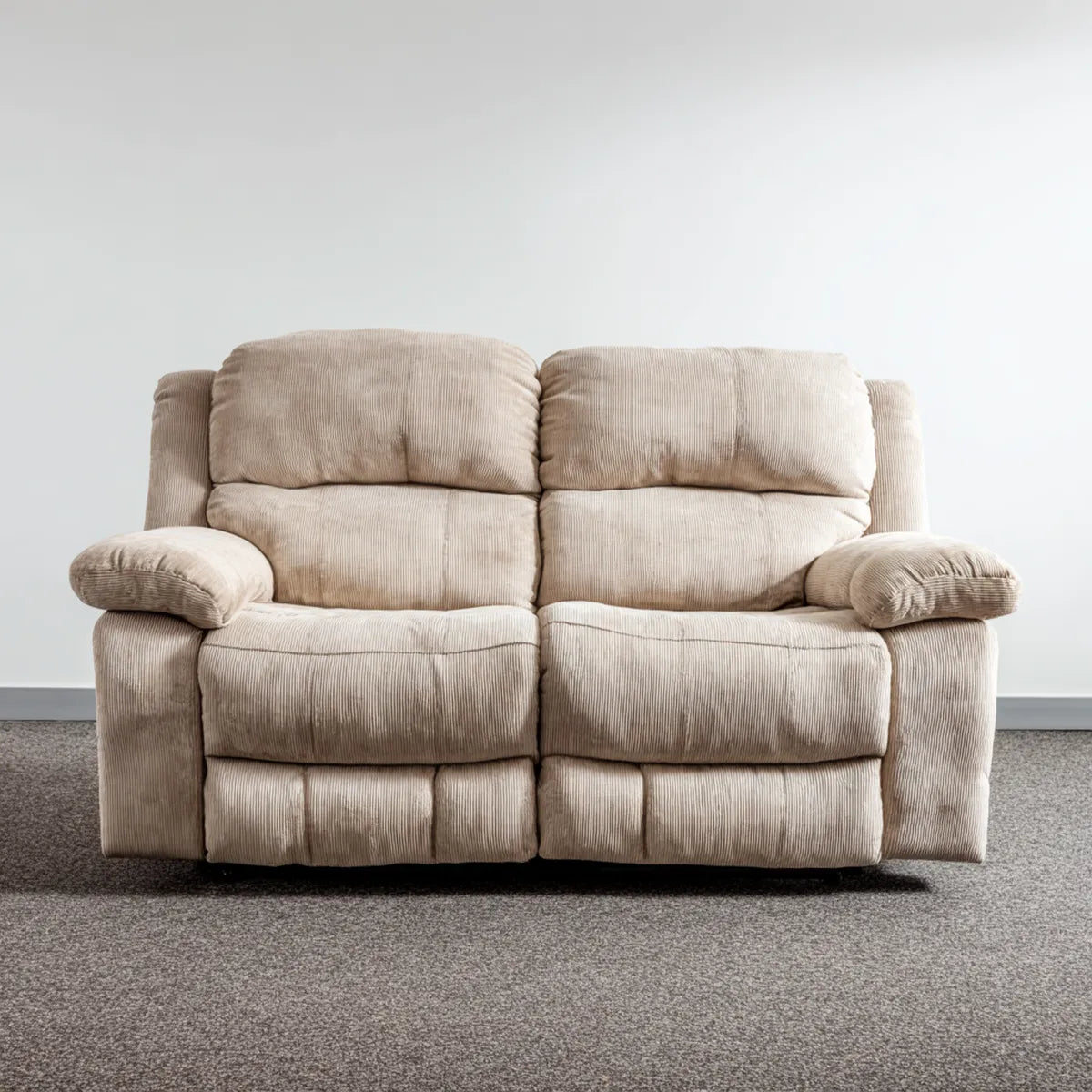Sofa, 2-osobowa relaksująca sofa w żebrowanej poliestrowej aksamitu prawo 160 x 95 x 100 cm