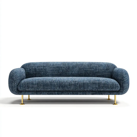 Sofa, Niebieska sofa w kształcie okrągłym 220 x 95 x 78 cm