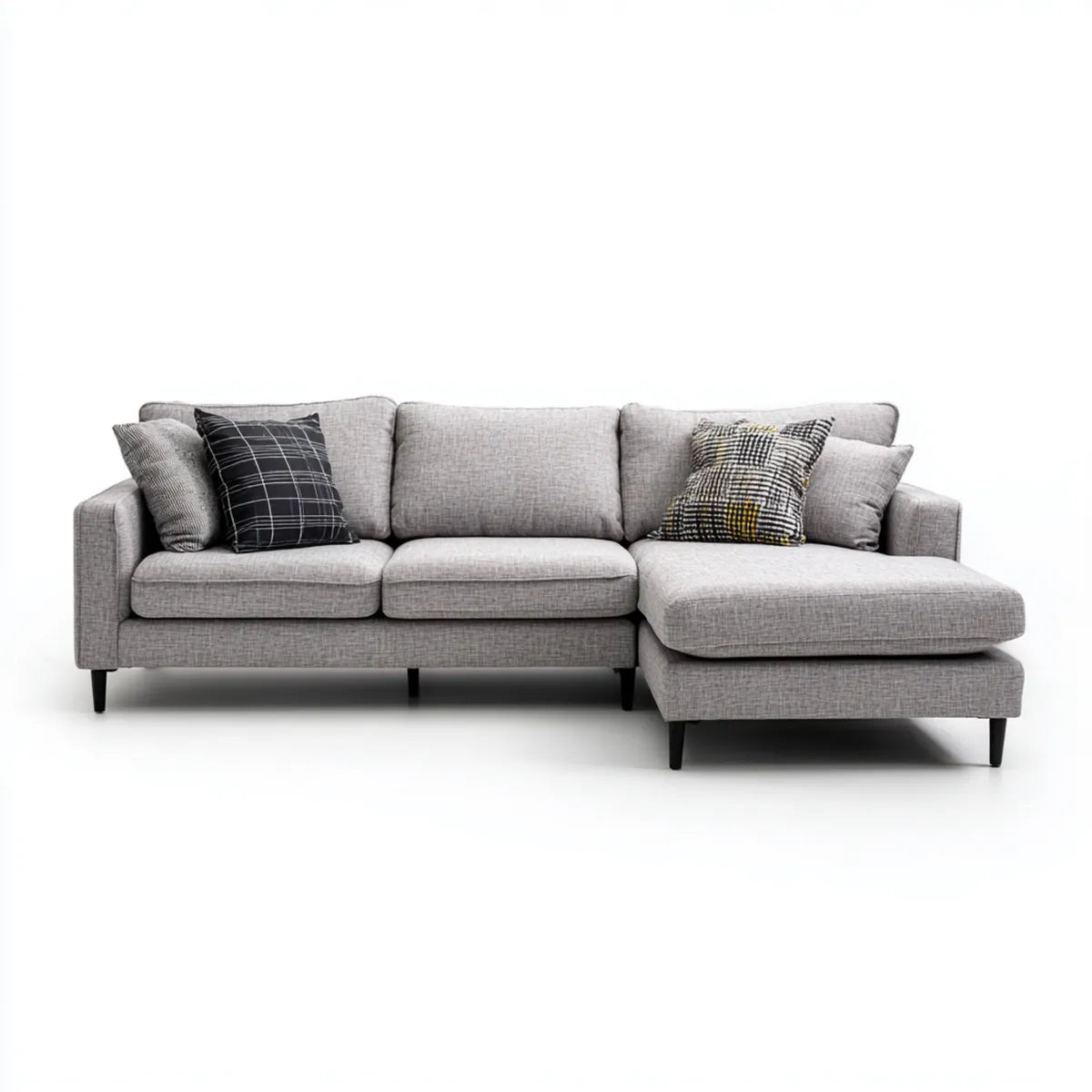 Sofa, Szara kanapa z narożnikiem w 280 x 160 x 85 cm poliester ze stalowych nóg