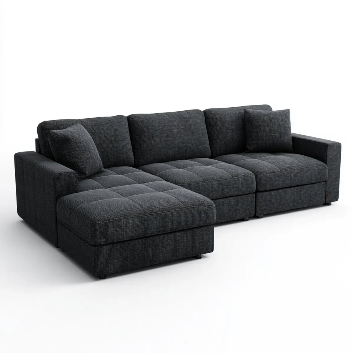Sofa, 4 fotela poliestrowa antracytowa szara sofa z lewym narożnikiem 300 x 160 x 85 cm