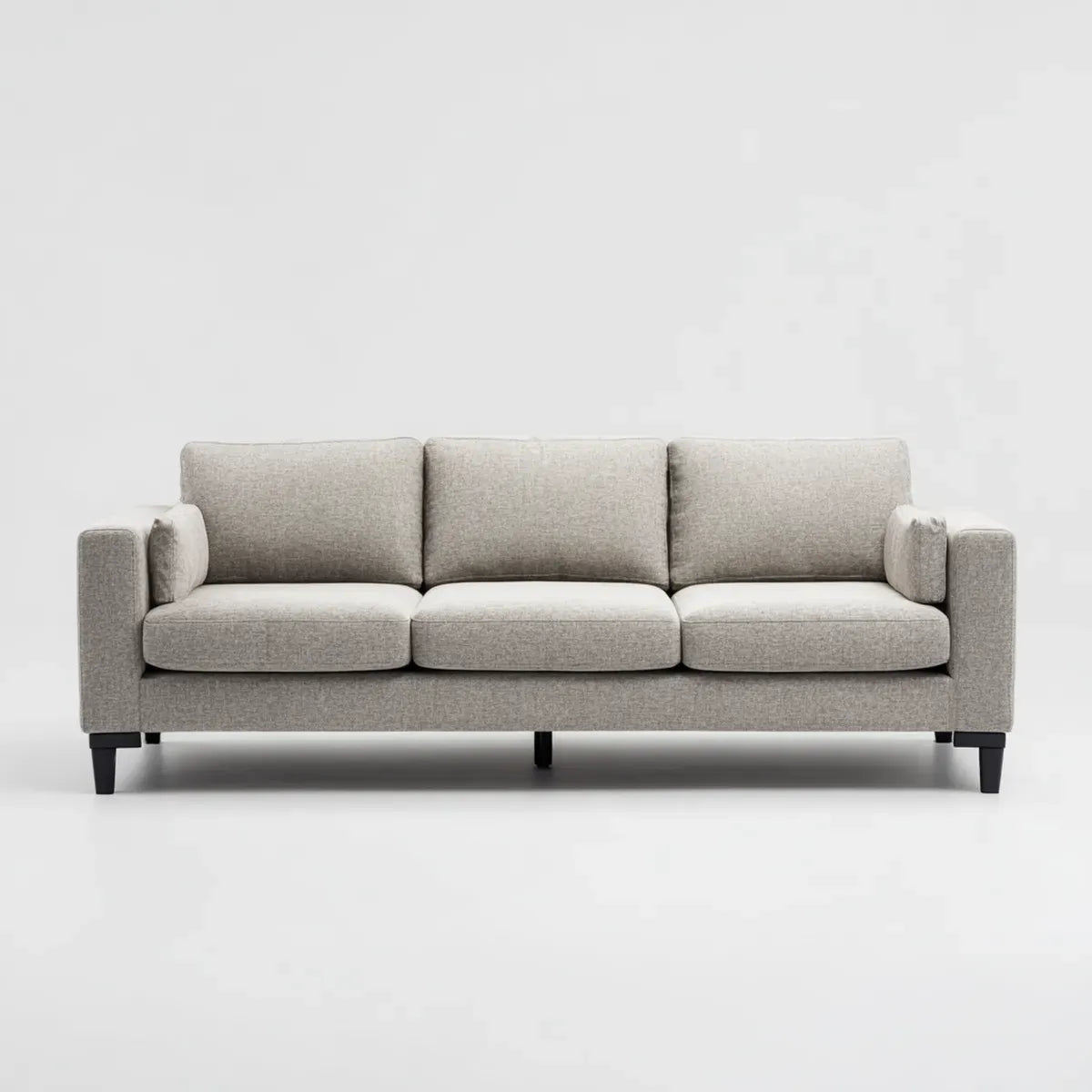 Sofa, 3 fotela szara 210 x 90 x 85 cm poliestrowe szkło proste