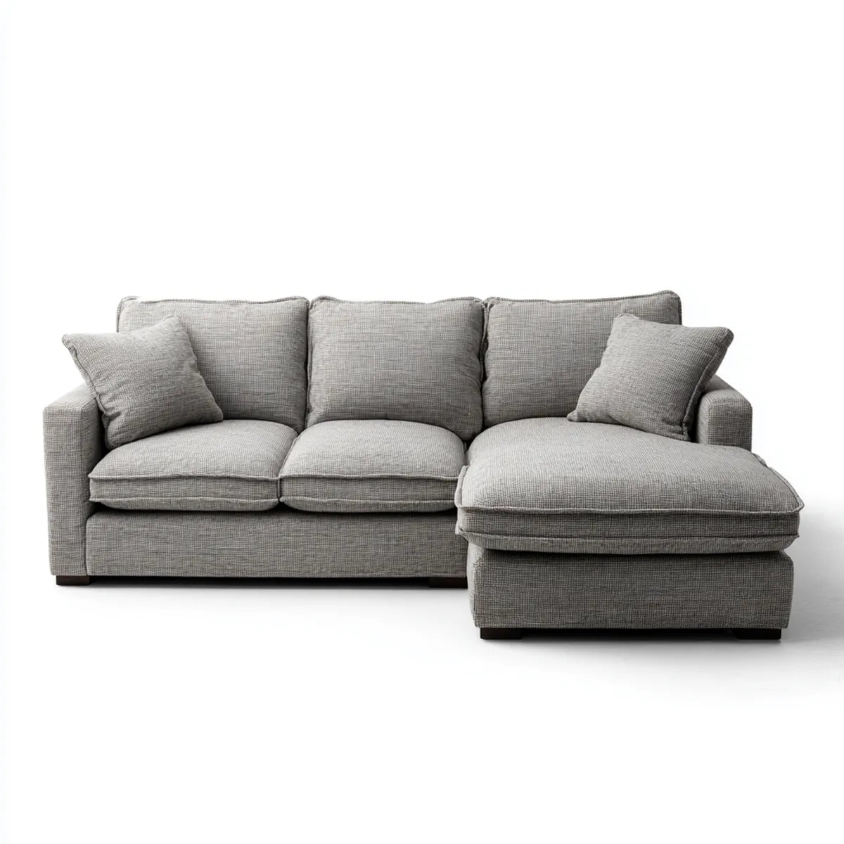 Sofa, Kanapa narożna z nawróceniem prawej szarej 250 x 160 x 85 cm pianki poliestrowej