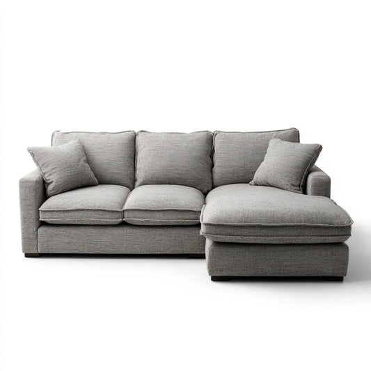 Sofa, Kanapa narożna z nawróceniem prawej szarej 250 x 160 x 85 cm pianki poliestrowej